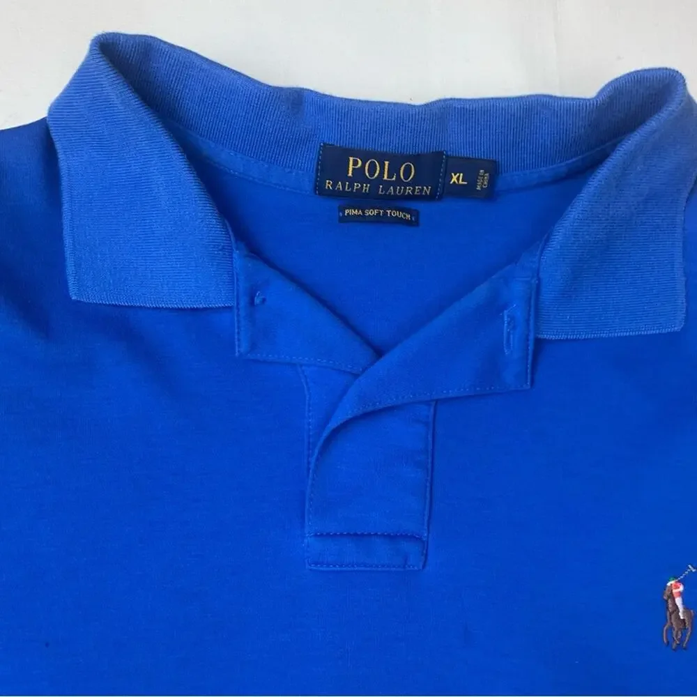 Polo Ralph Lauren size XL Pima soft touch Royal Blue Polo Shirt flaw preppy read